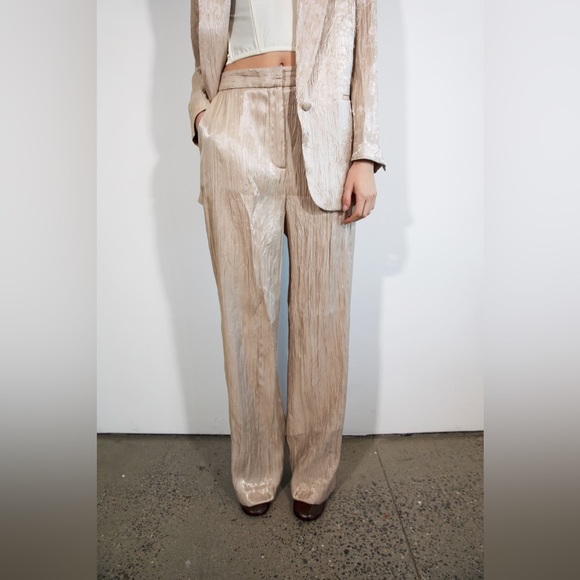 Zara Beige Blazer Pants Suit Size XS NWT New - Picture 7 of 10